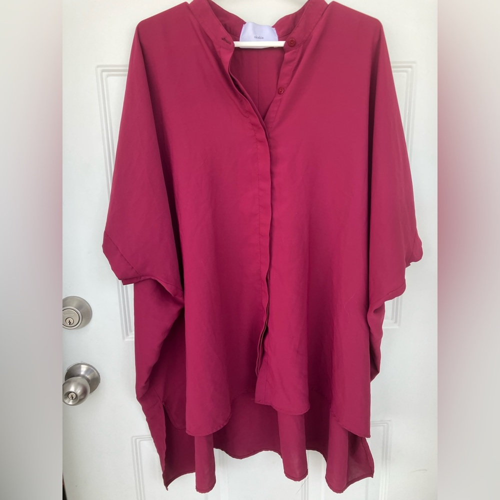 Okakie burgundy oversized blouse tunic XL
